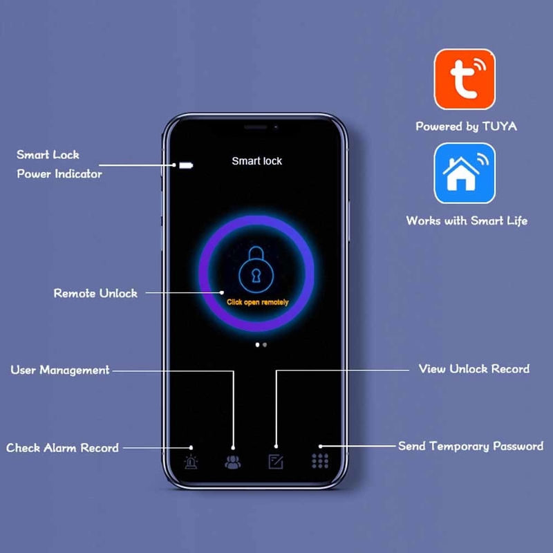 قفل ذكي للمنزل الذكي Tuya Wifi App Security قفل باب ببصمة الإصبع الرقمي