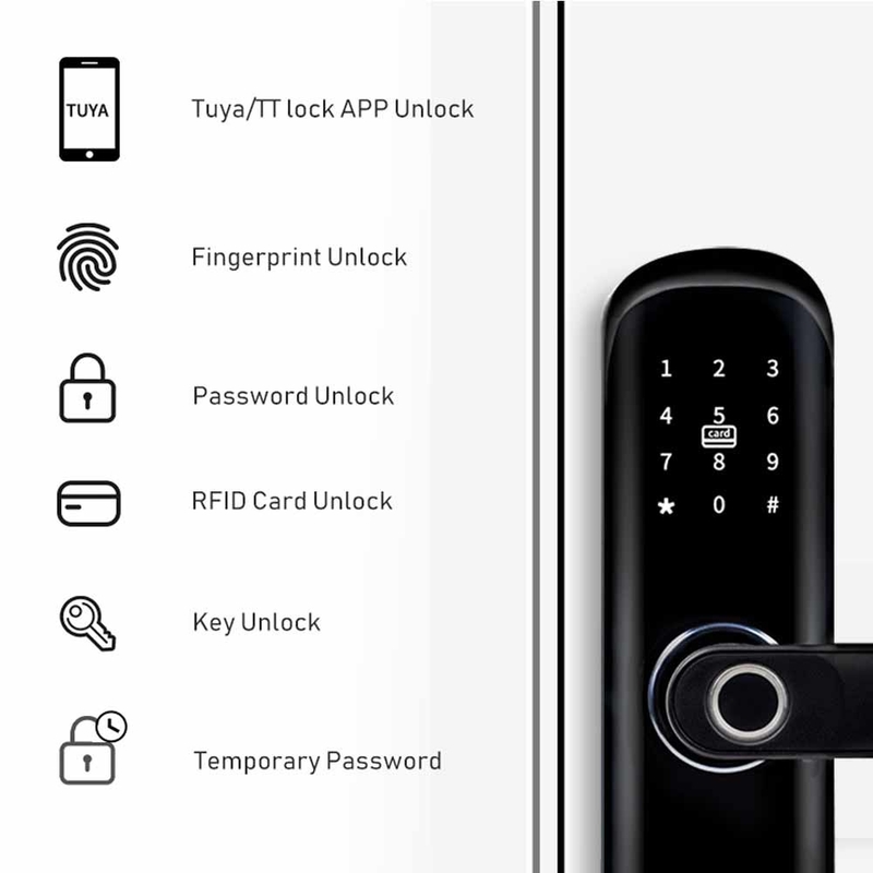 قفل ذكي للمنزل الذكي Tuya Wifi App Security قفل باب ببصمة الإصبع الرقمي