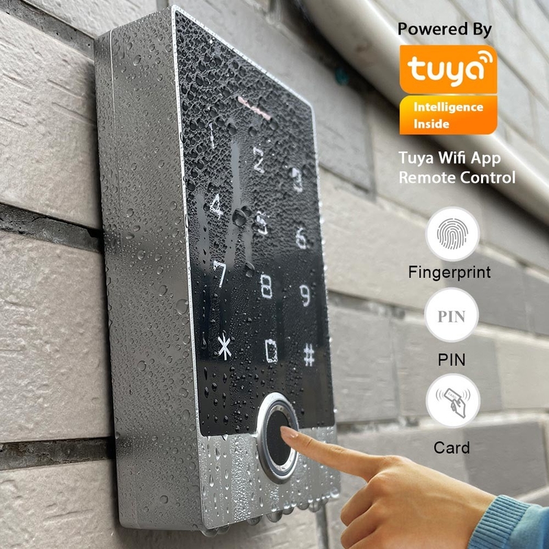 نظام التحكم في الوصول إلى الباب Wifi Tuya IP68 مقاوم للماء لوحة المفاتيح المستقلة RFID / بصمة الإصبع
