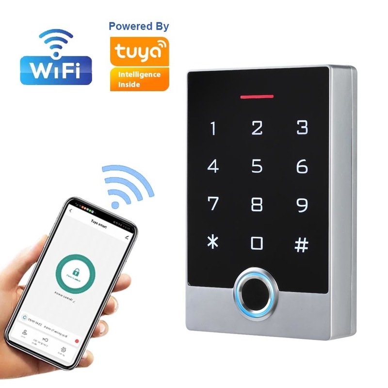 لوحة مفاتيح معدنية للتحكم في الوصول ببصمة الإصبع RFID مع تطبيق Tuya