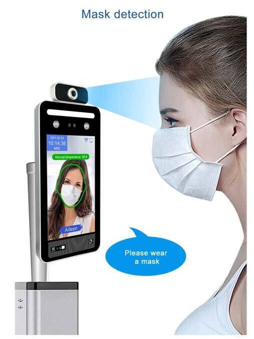 C19 Eu Digital Qr Reader كشك درجة حرارة الجسم مع التعرف على الوجه