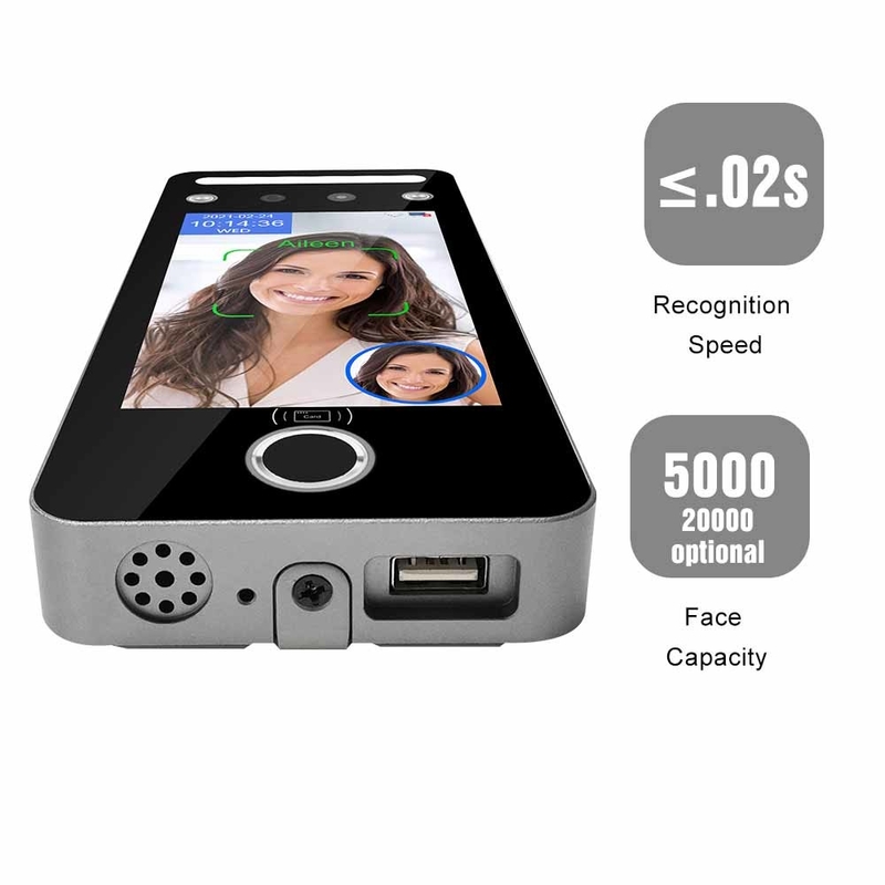 5 بوصة وقت الحضور بصمة آلة Touchless الوجه قارئ بطاقة رمز الاستجابة السريعة