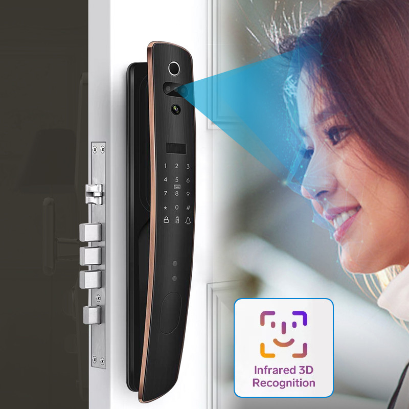 3D Face Digital Tuya Smart Lock RFID بصمة التحكم في الوصول من سبائك الألومنيوم
