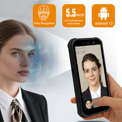 شاشة لمس 5.5 بوصة ، محطة تسجيل حضور وبصمة وجه سريعة 0.3 ثانية - سعة 5000 وجه للحضور المتنقل