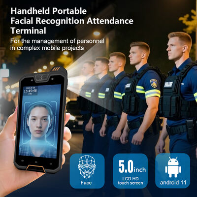 جهاز التعرف على الوجوه المحمول مع ماسح رموز QR GPS NFC وتصميم IP68 صلب للحضور المحمول