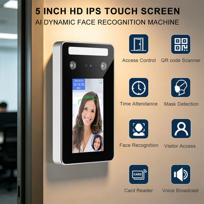 محطة التعرف على الوجه الديناميكية للذكاء الاصطناعي المقاومة للماء مع التعرف على بطاقة RFID البرنامج الحر التطبيق المحمول