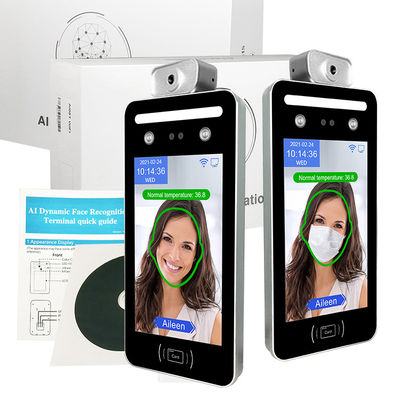 0.5 متر التعرف على الوجه ساعة قياس درجة الحرارة الحرارية الطرفية