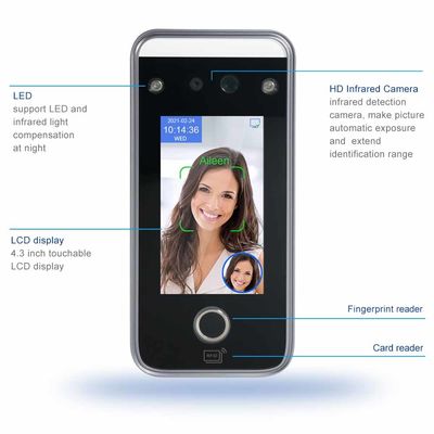 طويل القامة الوقوف البيومترية وقت الحضور آلة بصمة البطاقة الممغنطة RS485