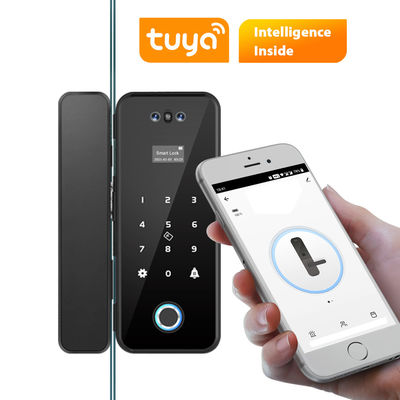 قفل الباب الزجاجي الأسود Tuya Smart Lock Home Security 3D Face Digital Fingerprint